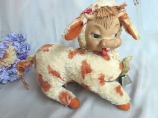 VINTAGE 1950 RUSHTON Star Creations RUBBER FACE plush TOY Daisy Belle COW & CALF 4