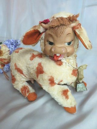 VINTAGE 1950 RUSHTON Star Creations RUBBER FACE plush TOY Daisy Belle COW & CALF 5