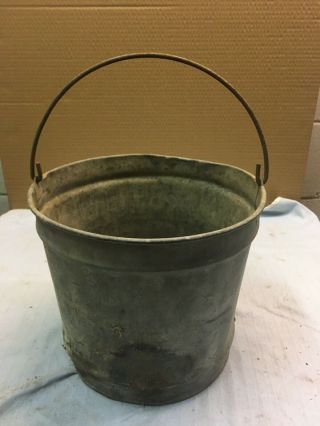 Vintage Galvanized Metal Pail Bucket W/ Handle 10 12 Milk Dirt Plant Repurpose