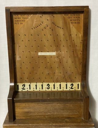 Antique Penny Drop Gambling Novelty Coin Op Wood Trade Stimulator
