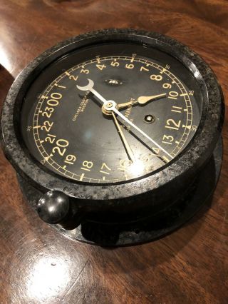 Vintage 8 1/2 " 24 Hr Chelsea Clock Co.  Us Government Navy Ship Clock