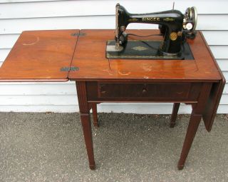 Antique 1929 Singer 66 - 6 Electric Sewing Machine W/wood Table Vintage Bz6 - B