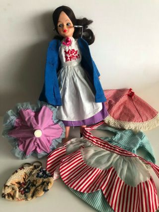 Vintage Horsman Mary Poppins Doll Clothes Outfits Accessories Bag Umbrella