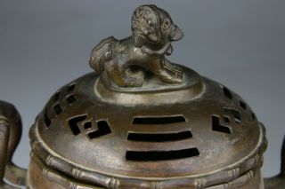 ANTIQUE CHINESE BRONZE CENSER TRIPOD INCENSE BURNER MARK XUANDE - Qing 19TH 3