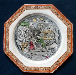 Antique/vtg Adams Pottery Dickens The Old Curiosity Shop Octagonal Plate 9 1/2 "