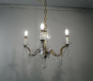 Antique Vintage Maria Theresa Chandelier 4 Light Petite Crystals Lamp