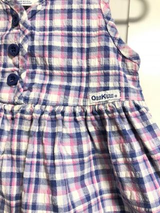 Made In USA Vtg Vintage Pink Purple Plaid OshKosh Bgosh 2T Dress Jumper Cotton 3