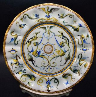 Antique 19thc Cantagalli Italian Maiolica Plate - Majolica Faience