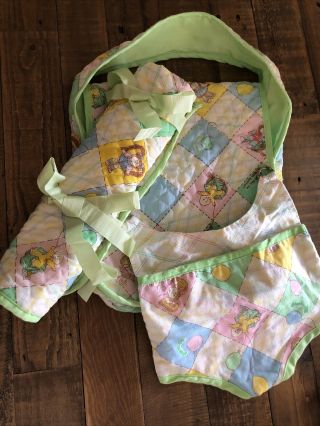 Vintage 1983 Cabbage Patch Kids Doll Quilted Sleeping Bag,  Diaper Bag & Carrier