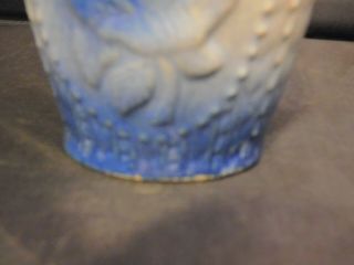Vintage Antique Salt Glaze Blue White Rose Flower Vase Pottery Stoneware 2