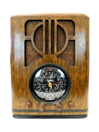 Vintage Old Restored Classic Multi Wood Patterns Zenith Antique Art Deco Radio