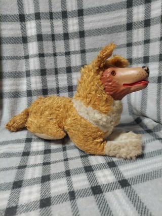 Vintage 50s/1950s Lassie Like Dog Rubber Face Dog Plush Stuffed Animal Unbranded