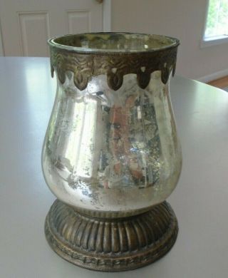 Pottery Barn Serena Antique Mercury Glass Candle Holder Or Vase
