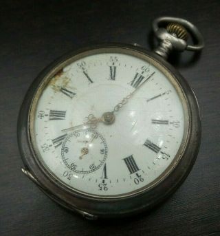 Antique 1900s Swiss 800 Silver Pocket Watch - Engravings 2