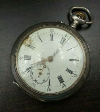 Antique 1900s Swiss 800 Silver Pocket Watch - Engravings 3