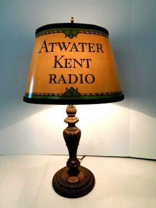 Vintage Antique Atwater Kent Radio Restored Gilded Bronze Advertising Old Lamp