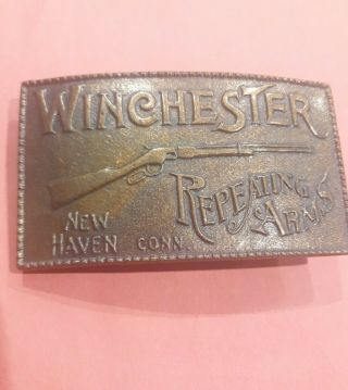 Vintage Winchester Repeating Rifle Arms Haven Conn Metal Belt Buckle