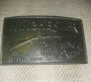 Vintage Winchester Repeating Rifle Arms Haven Conn Metal Belt Buckle 2