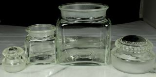 (2) Vintage Ground Glass Storage Jars Dakota Candy Apothecary Vanity/bath Use