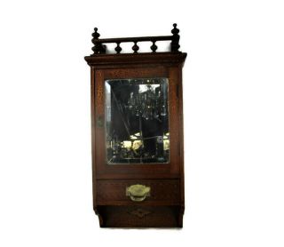 Kitchen Apothecary Bathroom Cabinet Beveled Glass Mirror Inlay Hand Carved Wood