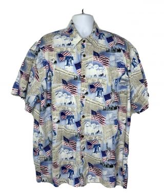 Vintage High Seas Mens Cotton Shirt We The People Patriotic Print 2xl Usa Made
