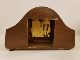 Antique 1920 ' s German Art Deco Oak 8 Day Mantel Shelf Clock 3