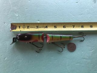 Vintage Wood Fishing Lure.  Lucky Strike Jointed Pikie Made In Canada.