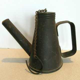 Antique Large Miners Railroad Teapot Oil Lamp Torch Hanging
