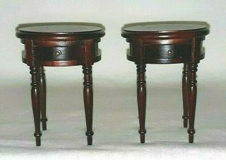 Vintage Dollhouse Miniature Round Mahogany End Tables / Accent Tables