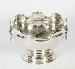 Vintage Silver Plated Monteith Punch Bowl Cooler 20th Century