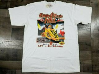 Vintage Drag Racing T Shirt 90`s Eddie Ercie Hill Double Sided Graphics Nascar