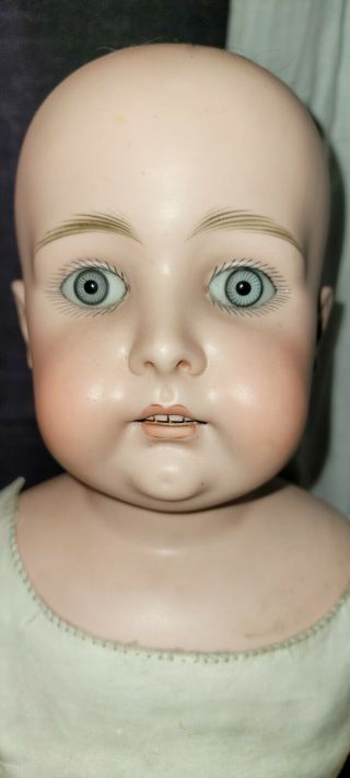 Antique German Kestner Doll Shoulder Head Doll Very Early Square Teeth 24 ".