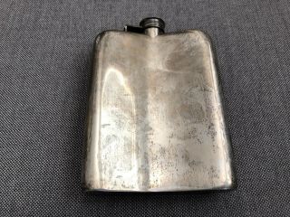 Vintage Sterling Silver and 14k Gold Elgin American WWI Era Flask Hand Hammered 2