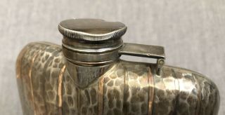 Vintage Sterling Silver and 14k Gold Elgin American WWI Era Flask Hand Hammered 5