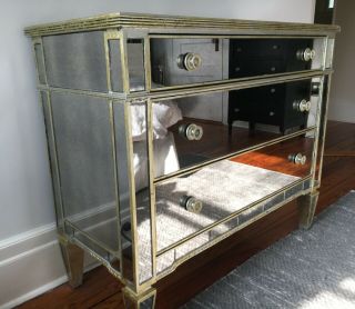 Antiqued Mirrored Dresser/chest Of Drawers