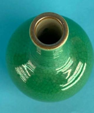 Antique Chinese Apple Green Glazed Crackle Porcelain Vase 19th Century Celadon 4
