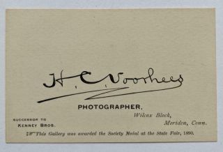 Ca.  1890 Antique Trade Card For Photographer H.  C.  Voorhees Of Meriden,  Ct