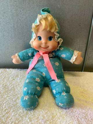 Vintage 1970 Mattel Baby Beans Talking Girl Doll Blue Still Talks Functional