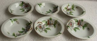 Vintage 5 1/2 " Roselyn China Dogwood Magnolia Pattern Set 6 Fruit Bowls