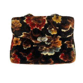 Vintage 60s Carpet Bag Purse / Boho Floral Chenille Tapestry Handbag