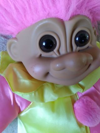 Vintage Russ Jumbo Troll Berrie Pink Yellow Large Clown Jester Plush Doll 24 