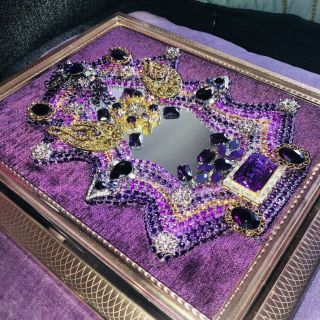 Vintage Jewelry Art Framed Purple Jewels 10 