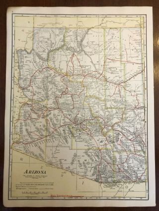 1921 Arizona Map With Highways,  Pre - Route 66,  Cram 