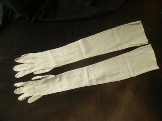 E153 Vintage Kid Leather Gloves 22” Long Size 6 1/2 Small