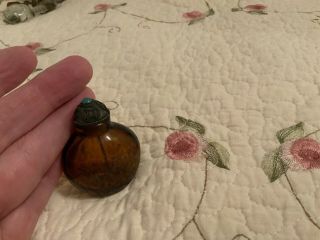 Antique Amber Perfume Or Smelling Salts Bottle