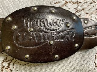 Harley Davidson Vintage Hand Tooled Womens Brown Leather Belt Size S.  Fast Ship