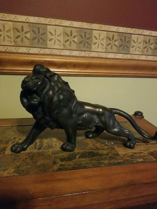 Vintage Bronze Lion Lost Wax Casting.  Antique Art Deco