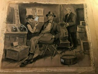 Rare Antique Signed Illustration Art Painting Sidney Smith Gumps