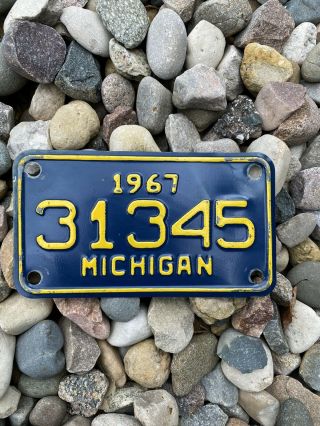 Antique Motorcycle License Plate Tag Embossed 1967 Michigan Y1738