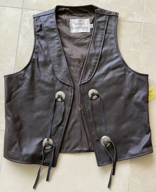 Vintage Gino Leather Cowboy Biker Vest Size Medium Made In U.  S.  A.